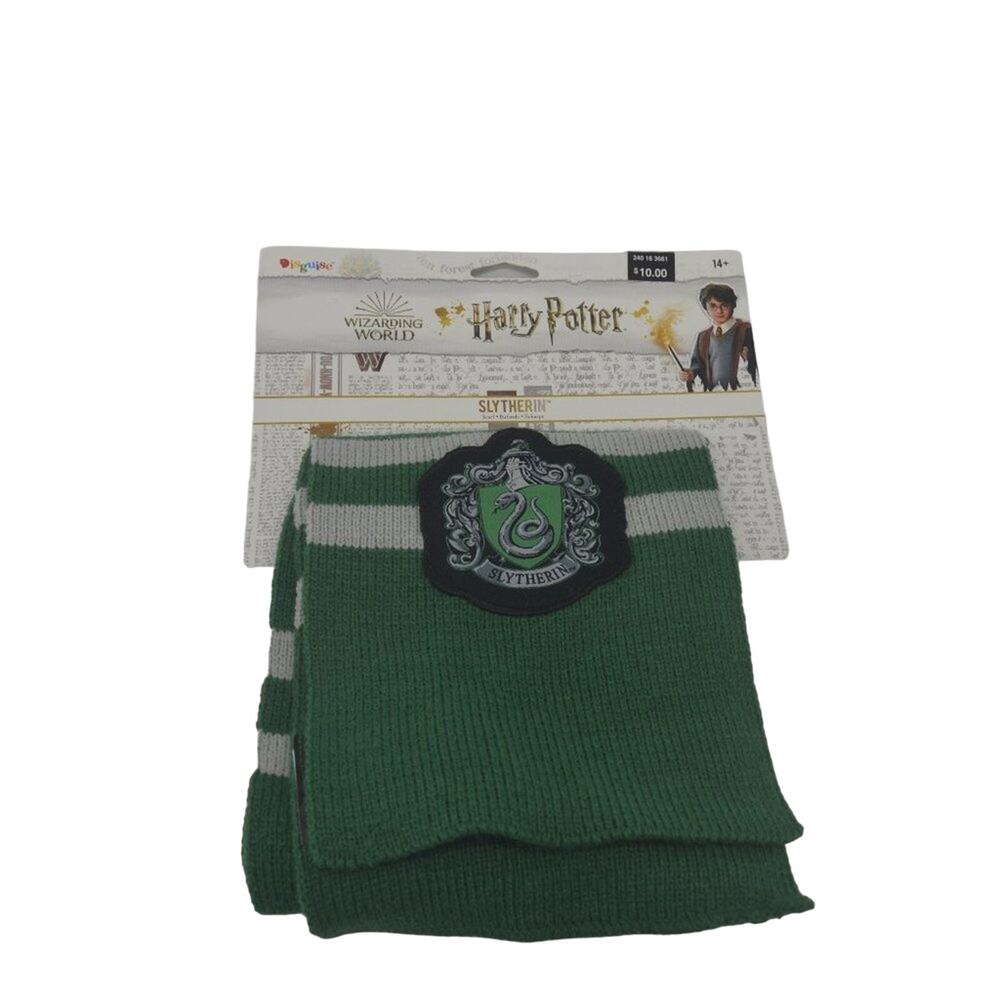 Harry Potter Wizard Scarf Disguise Wizarding World Slytherin Green Grey Stripe - Picture 2 of 11